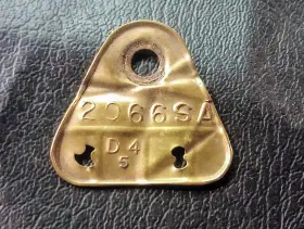 2066sa Carter 1954 Original Yh Brass Id Tag Dated D4 Used / Nice Survivor