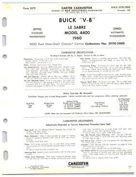 2979s-2980s Carter 1960 Buick Le Sabre Model 4400 Carburetor Info Sheet 2979s 2980s 2979s-2980s Carter 1960 Buick Le Sabre Model 4400 Carburetor Info Sheet 2979s 2980s