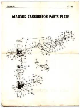 61a8srd Carter Original 1952 Zenith Carburetor Model Instruction Sheet