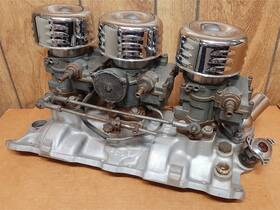 Gm C536 Rochester 2g Tri Power Hot Rod 3x2 Induction Setup Sbc Weiand Manifold