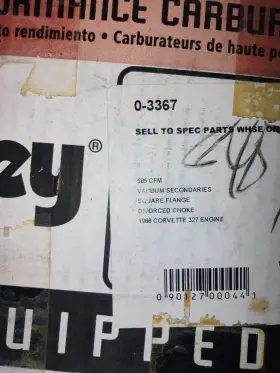 3884405 Holley List 3367 Carburetor 66 Vette 327