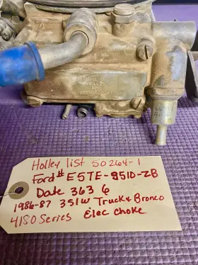 E5te-9510-zb Holley List-50264-1 Carburetor # 600 Ford 1986-87 351w Bronco Truck