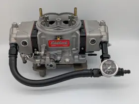 4b200e Scram Speed Edelbrock Vrs 4150 Carb Dual Inlet Fuel Feed Line W Gauge -8 An Hose