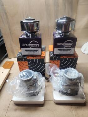 Speedway Motors 915116552 Pair Of 9 Super 7 Dual Carburetors Kit With Air Filters. Fuel Fit