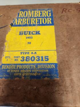 Stromberg 380315 Buick 1952 Inch 70 Nos Bendix Straight 8 4 Bbl Carburetor
