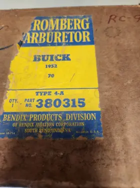 380315 Stromberg Buick 1952 Inch 70 Nos Bendix Straight 8 4 Bbl Carburetor