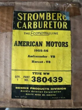 380439 Stromberg Original 1955-56 American Motors Amc Ambassador V8 Hornet Ww Carburetor
