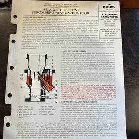 Stromberg P22463 Carburetor Carb Aa-1 1937 Buick Aa-2 Service Bulletin