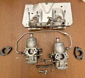 Aud550 Su Mgb Hif4 Carburetor Set With Intake Manifold And Heat Shield