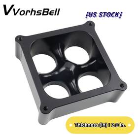 Vvorhsbell Tbp033-bk New 2 Inch Aluminum 4500 Cnc Machined Black Carburetor Spacer Square Bore 4 Port Us