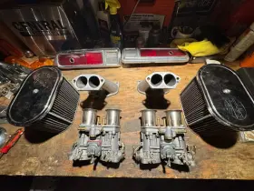 19030.021 Weber Genuine 48 Idf Carburetors Made In Spain With Manifolds And Air Cleaners