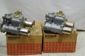 19950-005 Weber Pair Nos Genuine Vintage Italian 40 Dcoe-2 Carburetors Mini Tr Lotus Vw Et
