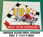 United Racing Association - Vintage 90'S Clear Vinyl Decal Sticker Used. Price: $9.50.