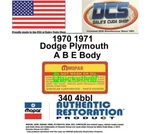 1970 1971 Dodge Plymouth 340 Not Wash Air Cleaner Decal 2863349 New Mopar Usa Remanufactured. Price: $5.94.