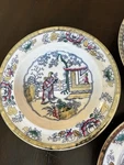 Antique Tea House Pattern Rimmed Soup Bowls 9" Hope & Carter 1862-1880 Set Of 7 Used. Price: $250.00.
