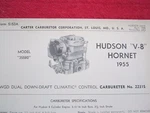 1955 Hudson Hornet V-8, Wgd Carter Carburetor Spec & Info Sheet Used. Price: $19.99.