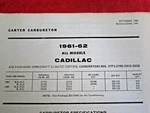 1961-1962 Cadillac All Models Carter, Afb 4BBL Carburetor Spec & Info Sheet Used. Price: $19.99.
