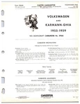 1955 -59 Volkswagen & Karmann-ghia 2936S Carter Carburetor Info Sheet Used. Price: $6.75.