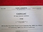 1958 Cadillac Carter 2696S & 2697S, Afb 4BBL Carburetor Spec Info Sheet Used. Price: $19.99.
