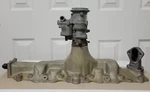 1939-1953 Ford Aluminum Manifold, Carburetor & Fuel Pump Stand Modified Assembly Used. Price: $79.50.