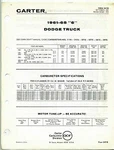 1961-1965 6CYL. Dodge Truck 251 Ci Carter Bbs Carburetor Sheets Used. Price: $5.00.